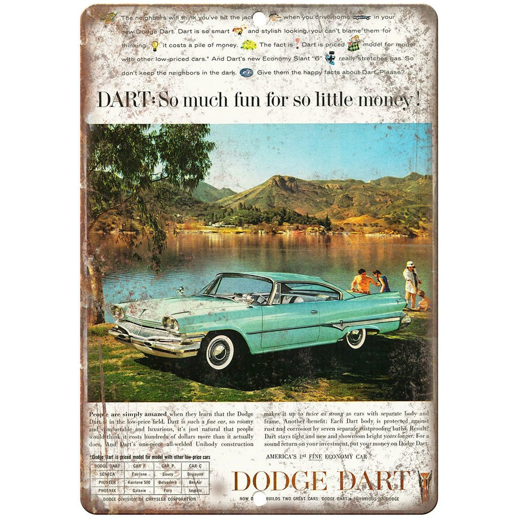1960 Dodge Dart Vintage Ad 10" x 7" Reproduction Metal Sign