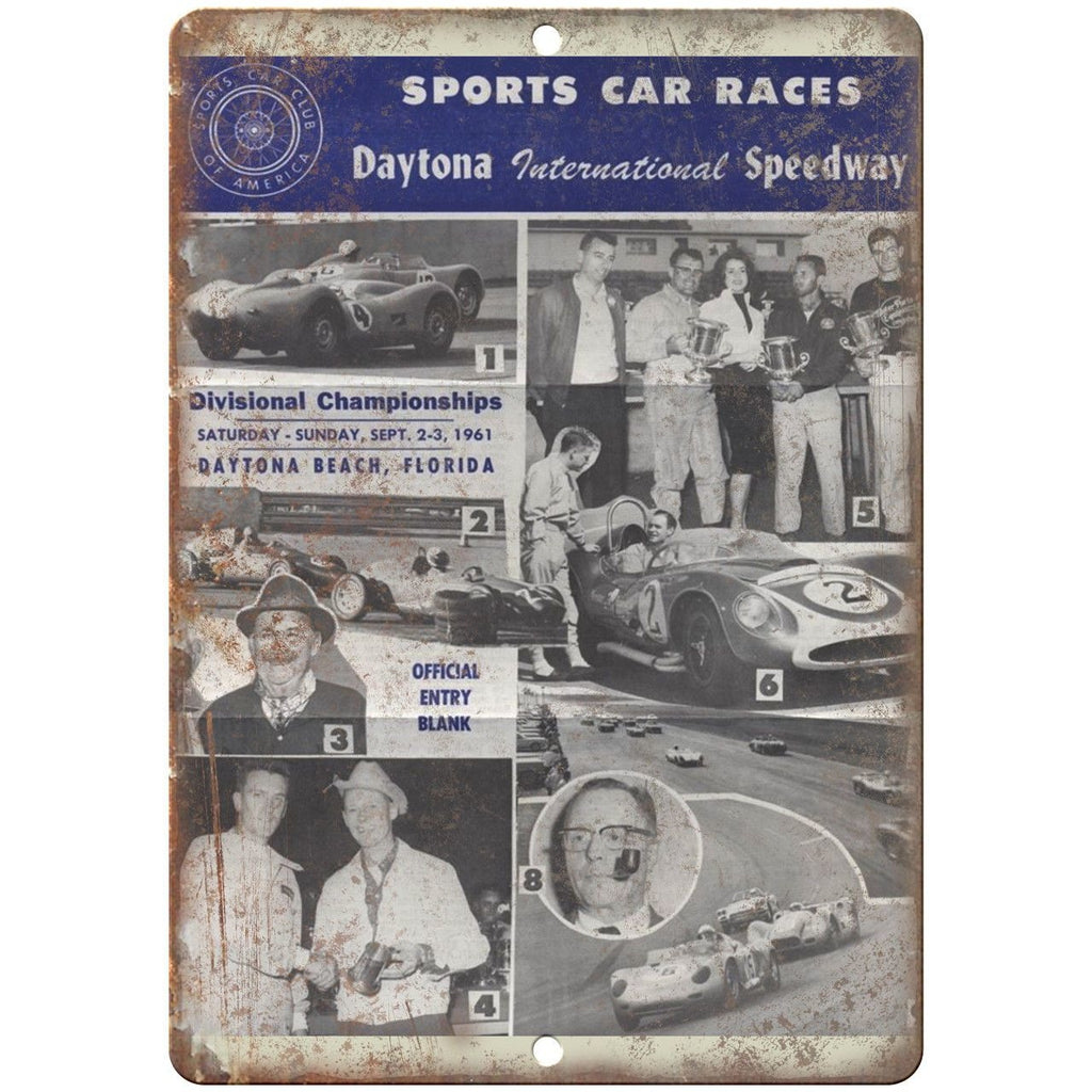 1961 Daytona Speedway Sports Car Races 10" X 7" Reproduction Metal Sign A488