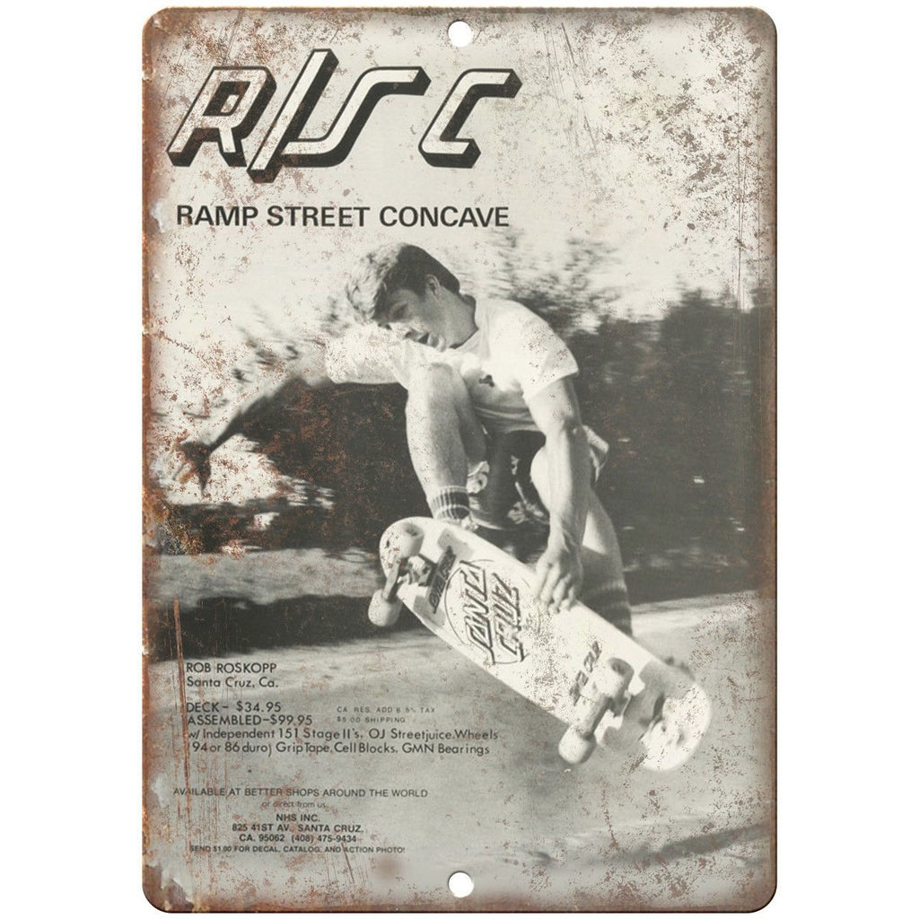 Santa Cruz Skateboard Concave Rob Roskopp 10" x 7" Reproduction Metal Sign