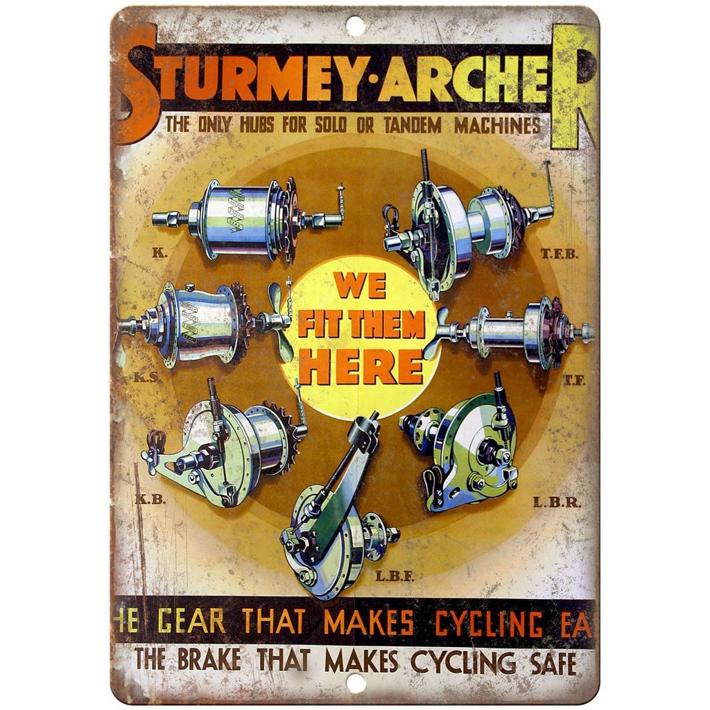 Sturmey Archer Cycling vintage advertising 10" x 7" reproduction metal sign