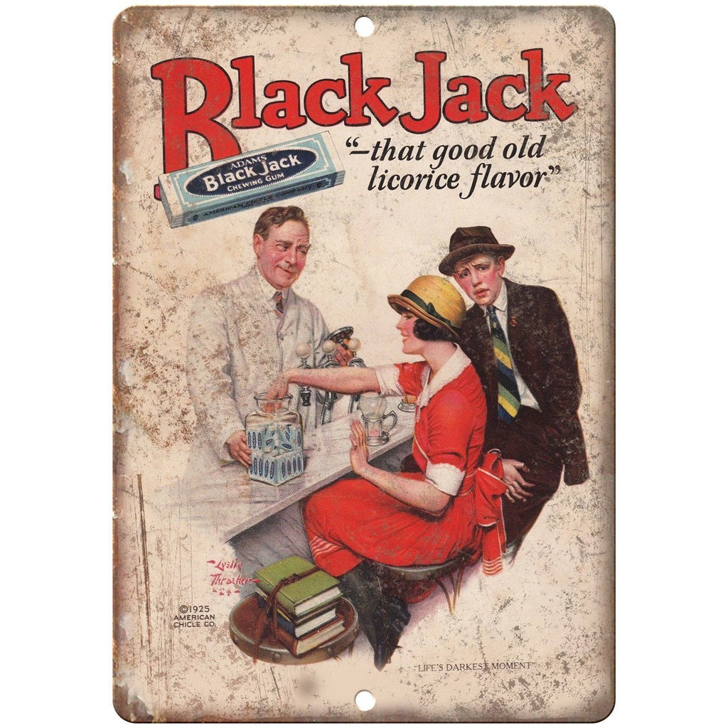 1925 Black Jack Chewing Gum Licorice Flavor 10" X 7" Reproduction Metal Sign N73
