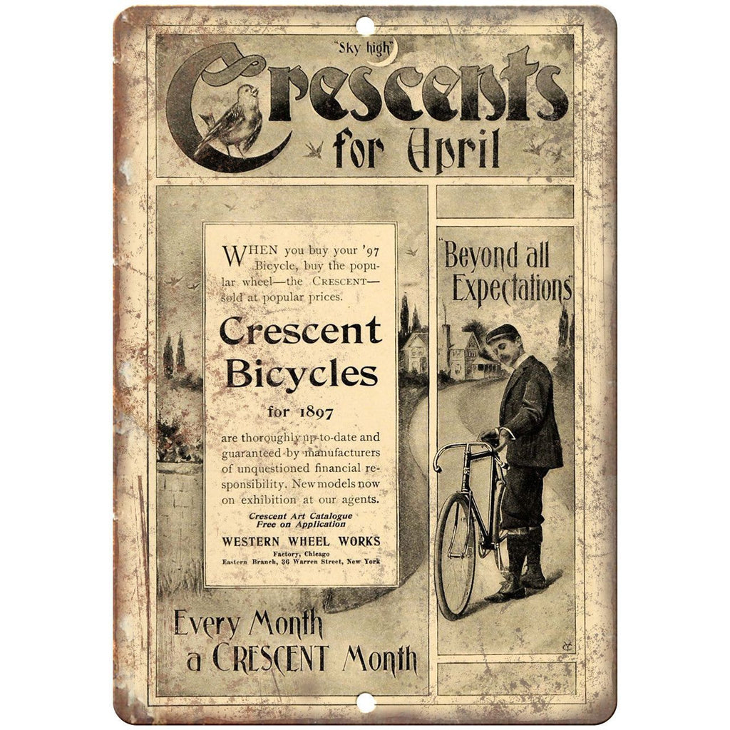 Crescents for April Bicycles Vintage Ad 10" x 7" Reproduction Metal Sign B382