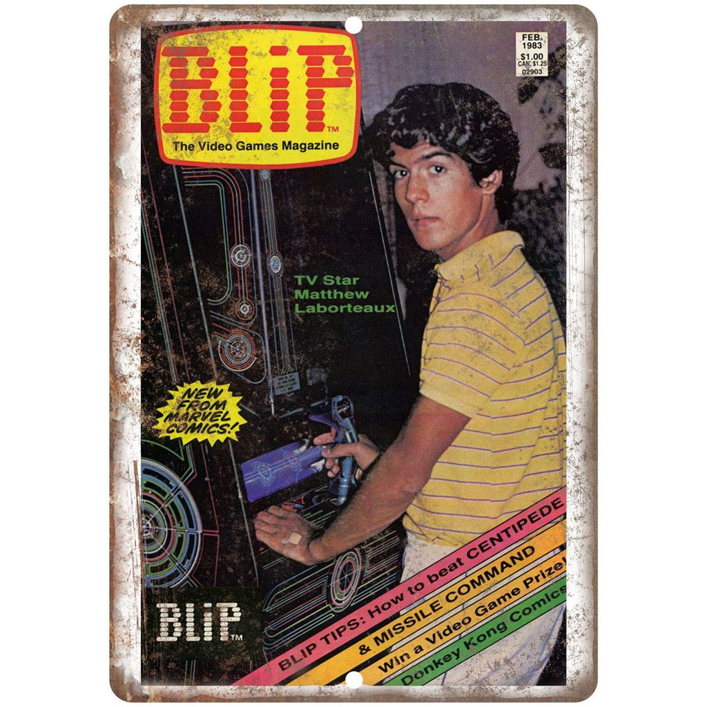 1983 - Blip Video Game Magazine Cover 10" x 7" Retro Look Metal Sign