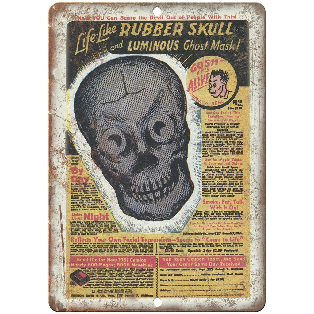 Life Like Ruber Skull Comic Book Ad 10" X 7" Reproduction Metal Sign J105