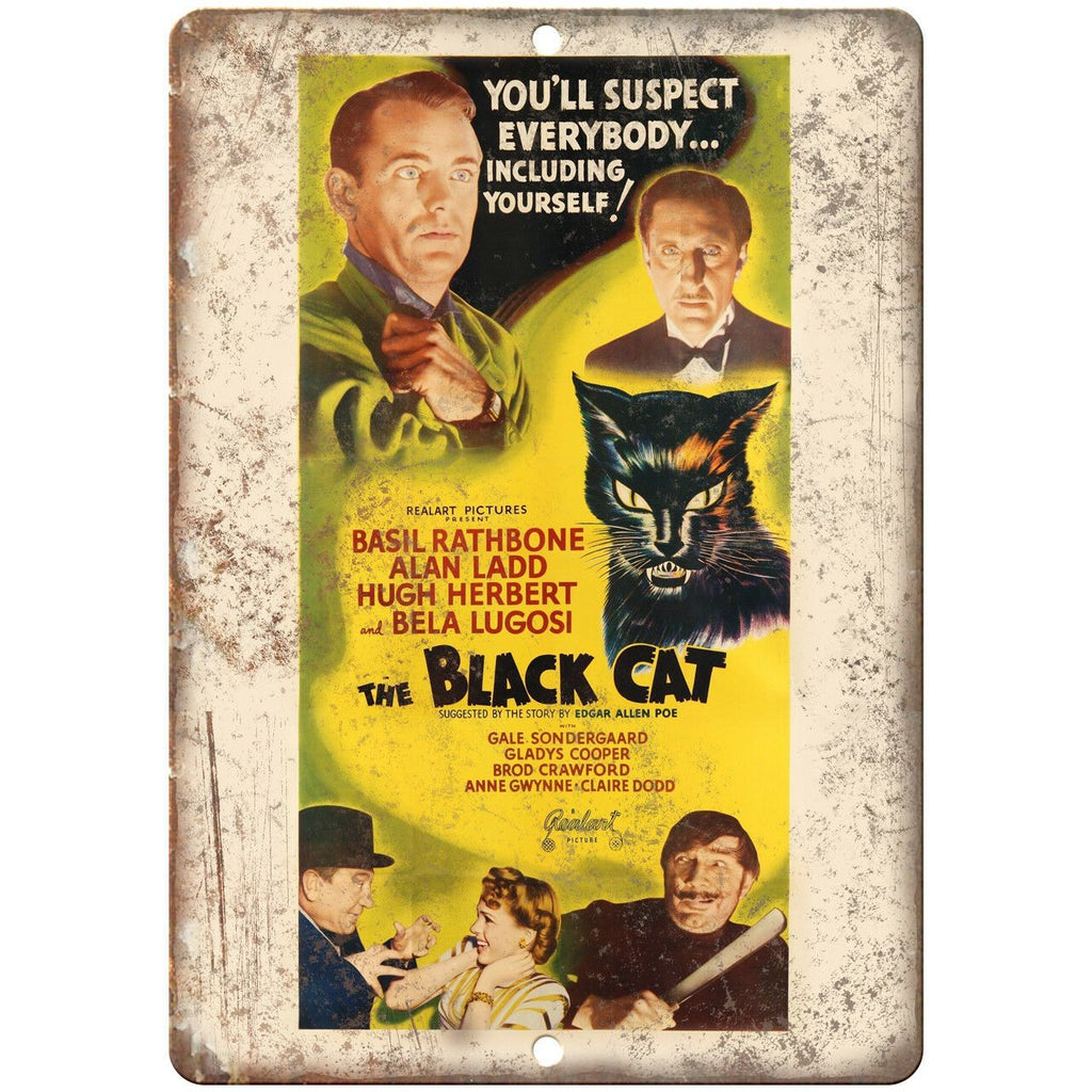 The Black Cat Basil Rathbone Lobby Card Ad 10" X 7" Reproduction Metal Sign I161
