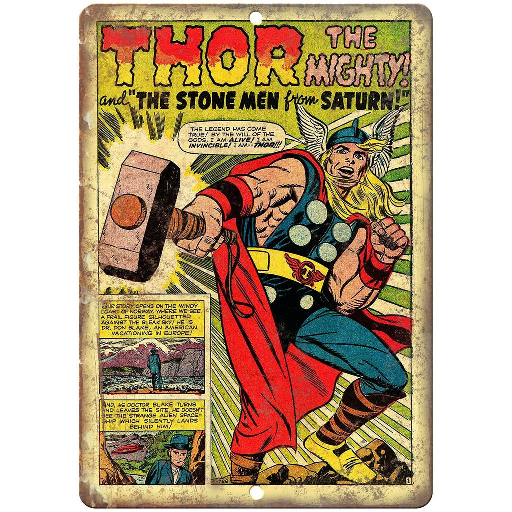 Thor The Mighty Vintage Comic Strip 10" X 7" Reproduction Metal Sign J448