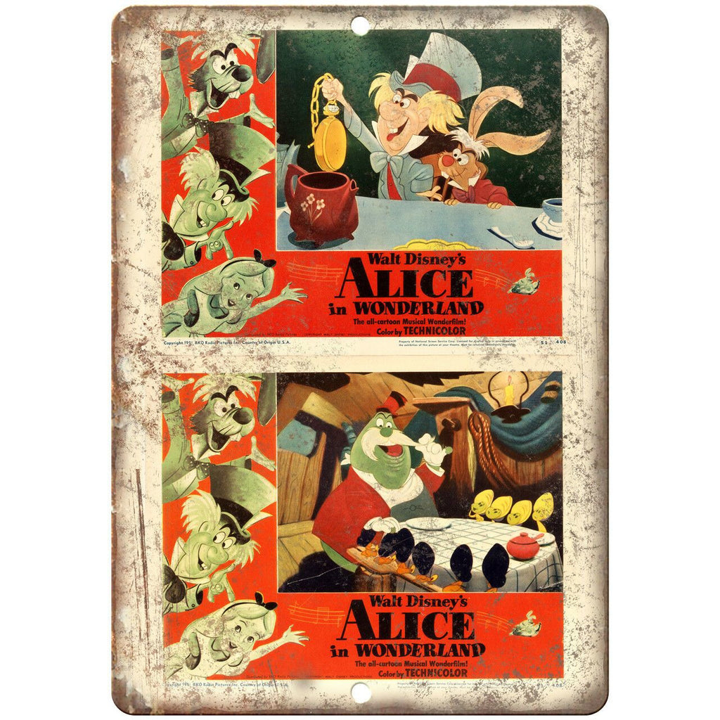 Alice in Wonderland Vintage Lobby Card Art 10" X 7" Reproduction Metal Sign I131