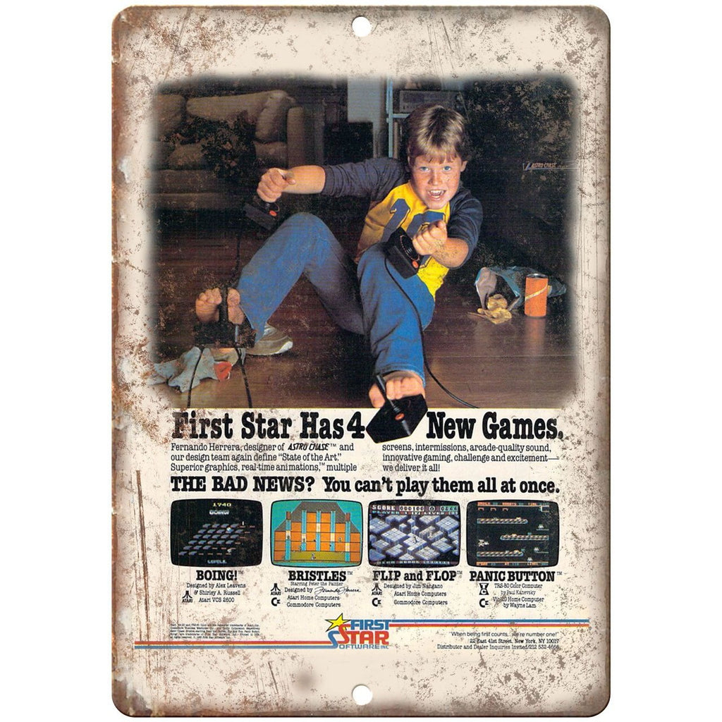 First Star Video Game System RARE Gaming Ad 10" x 7" Retro Look Metal Sign