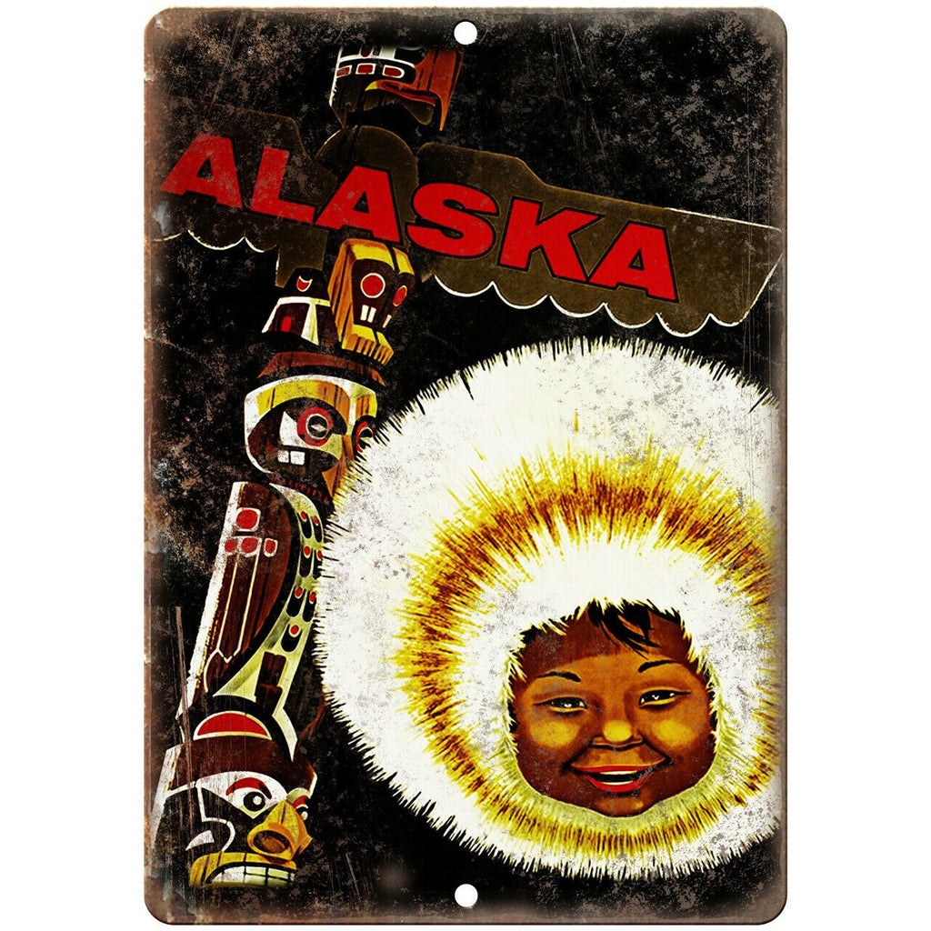 Alaska Vintage Travel Poster Art 10" x 7" Reproduction Metal Sign T22