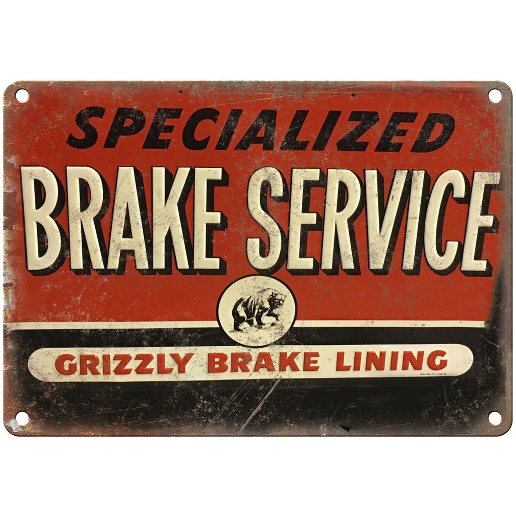 Porcelain Look Specialized Brake Service Grizzly 10" x 7" Retro Look Metal Sign