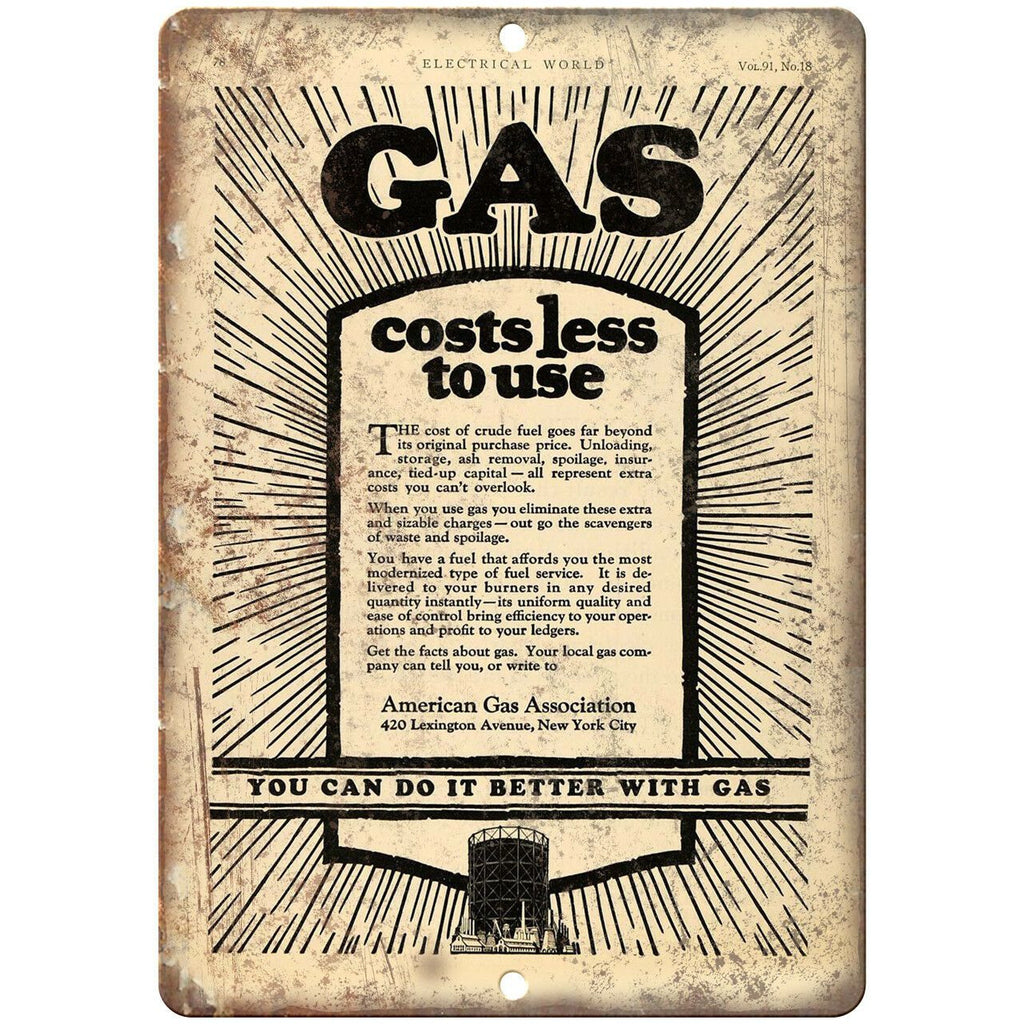 Automobile American Gas Vintage Sign 10" X 7" Reproduction Metal Sign A681
