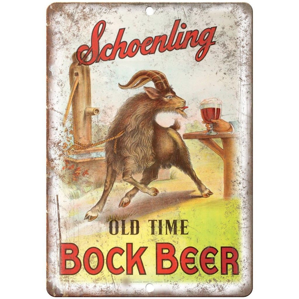 Bock Beer Schoenling Vintage Man Cave Ad 10" x 7" Reproduction Metal Sign E207