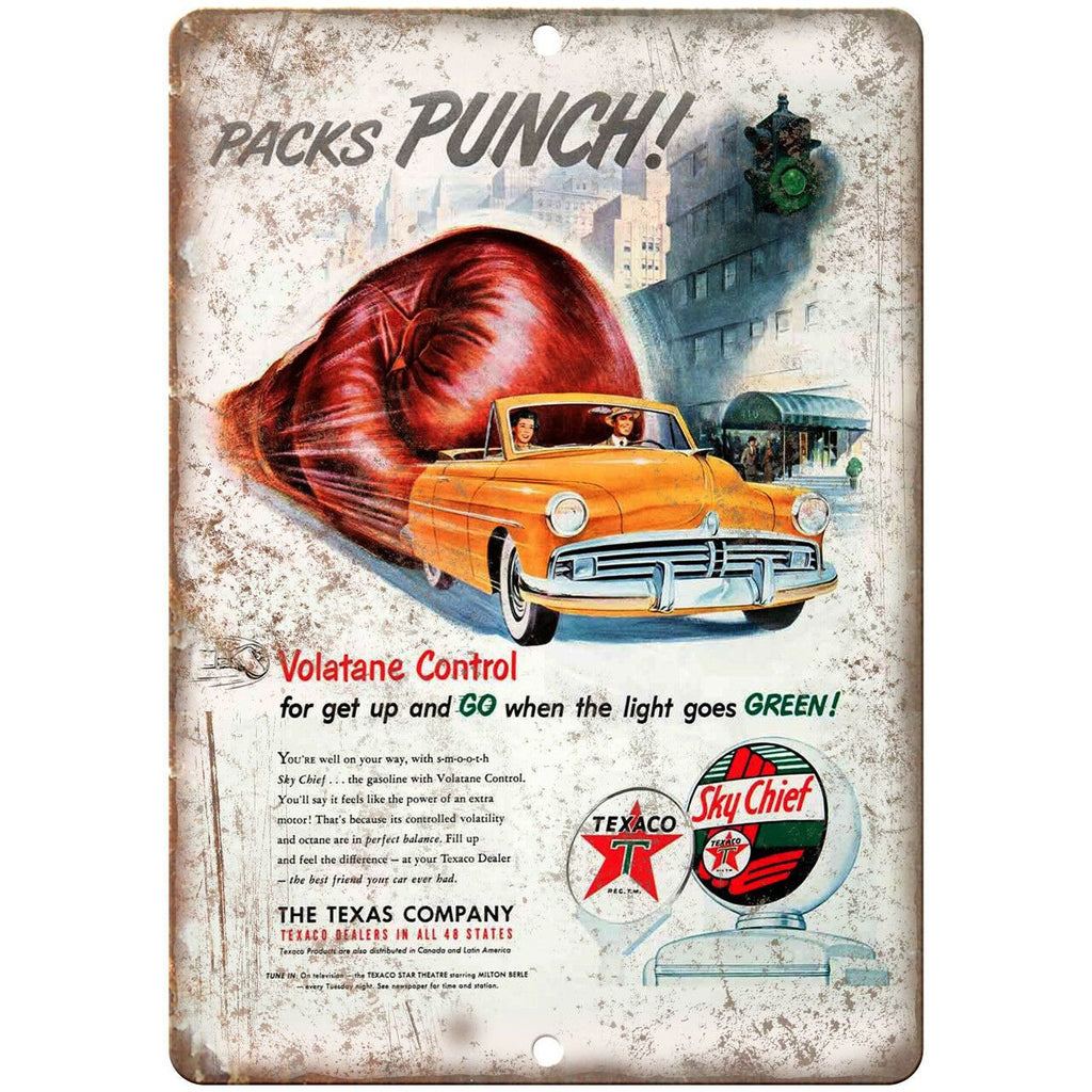Texaco Gas Vintage Go Green Sign 10" X 7" Reproduction Metal Sign A686