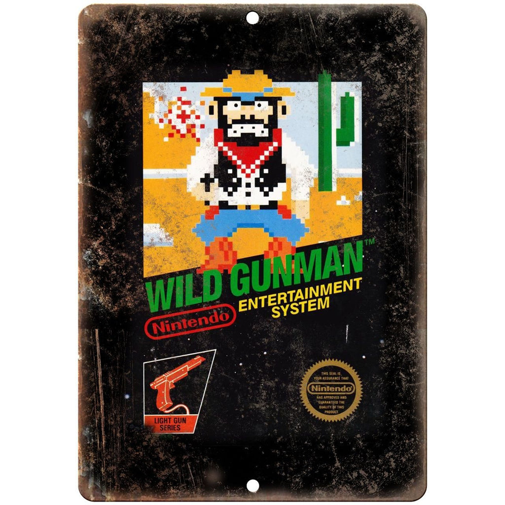 Nintendo Wild Gunman Game Cartdrige Cover Art - 10" x 7" Reproduction Metal Sign