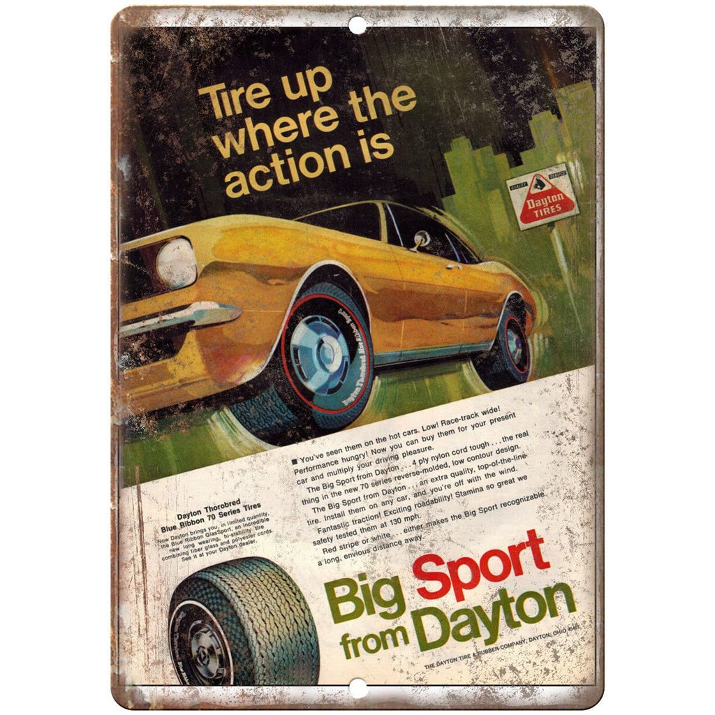 Big Sport Dayton Tires 10" X 7" Reproduction Metal Sign A655