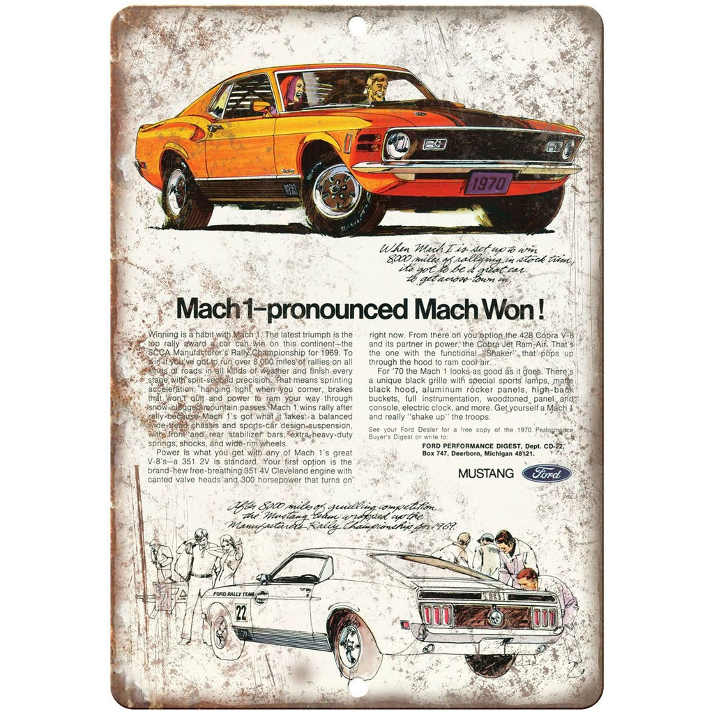 1970 - Ford Mach1 Dearborn Michigan - 10" x 7" Retro Look Metal Sign