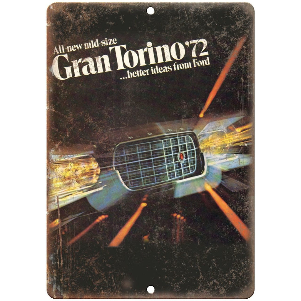 1972 - Ford Gran Torino Vintage Ad - 10" x 7" Retro Look Metal Sign