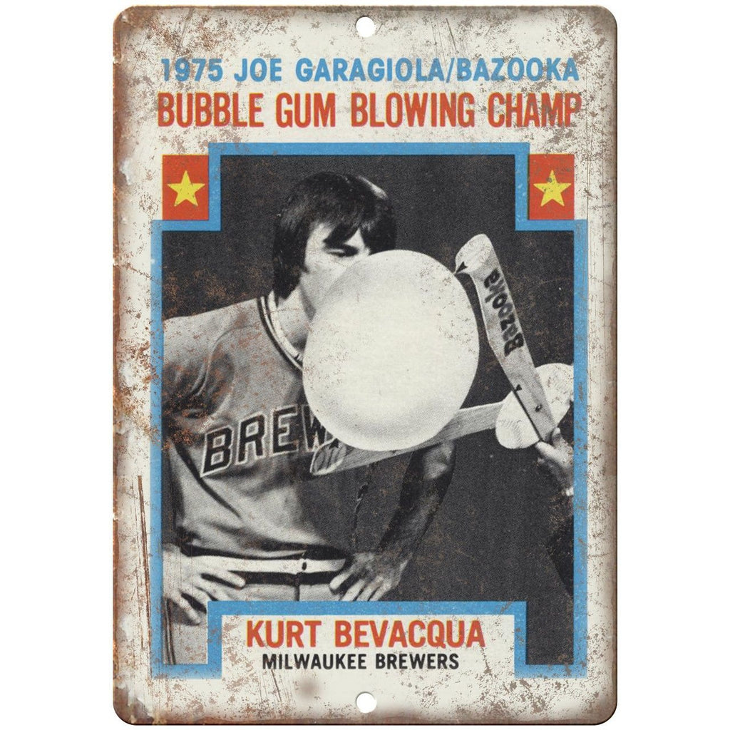1975 Garagiola Bazooka Gum Bubble Champ Ad 10" X 7" Reproduction Metal Sign N76