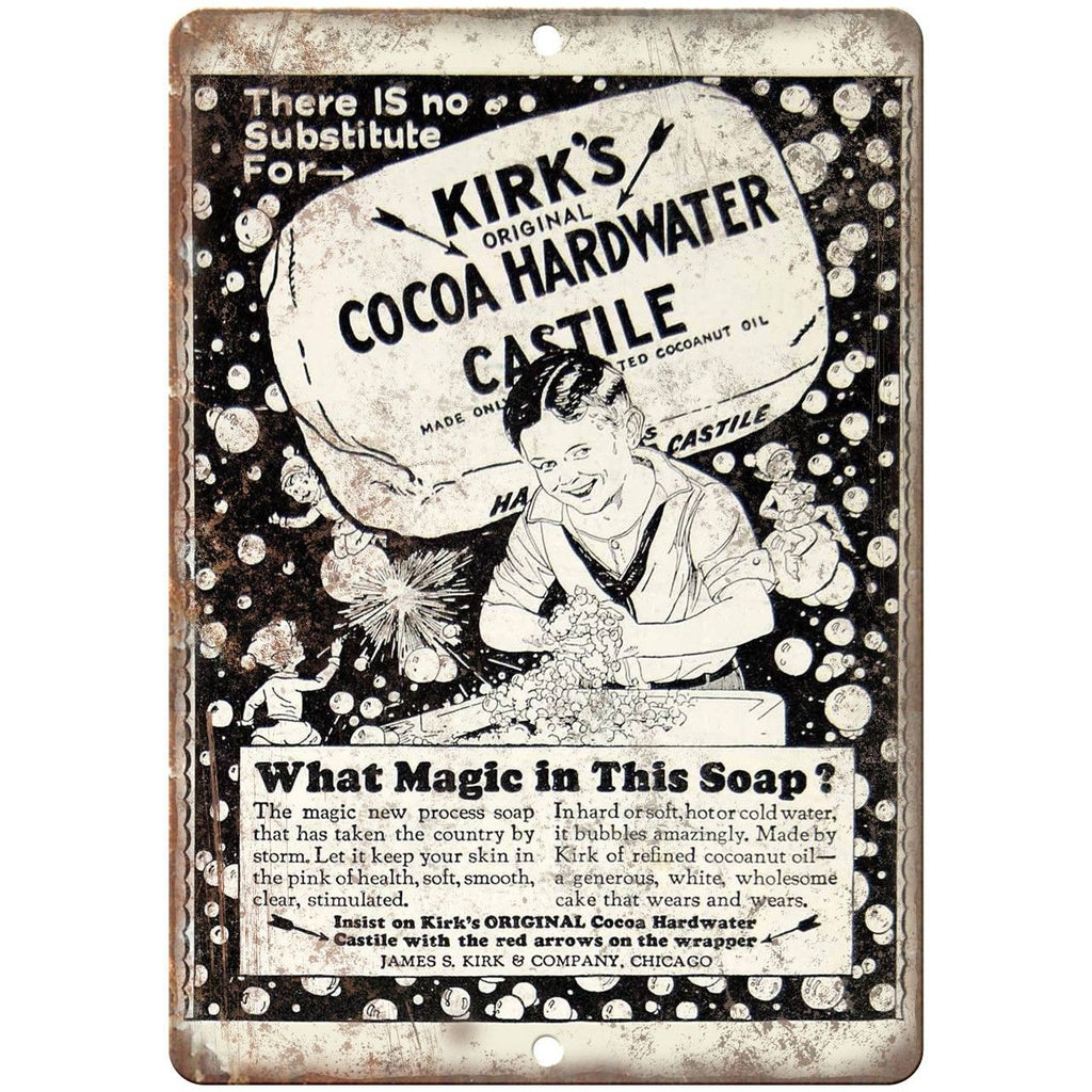 Kirks Cocoa Magic Bath Soap James S Kirk Ad 10"X7" Reproduction Metal Sign ZF40