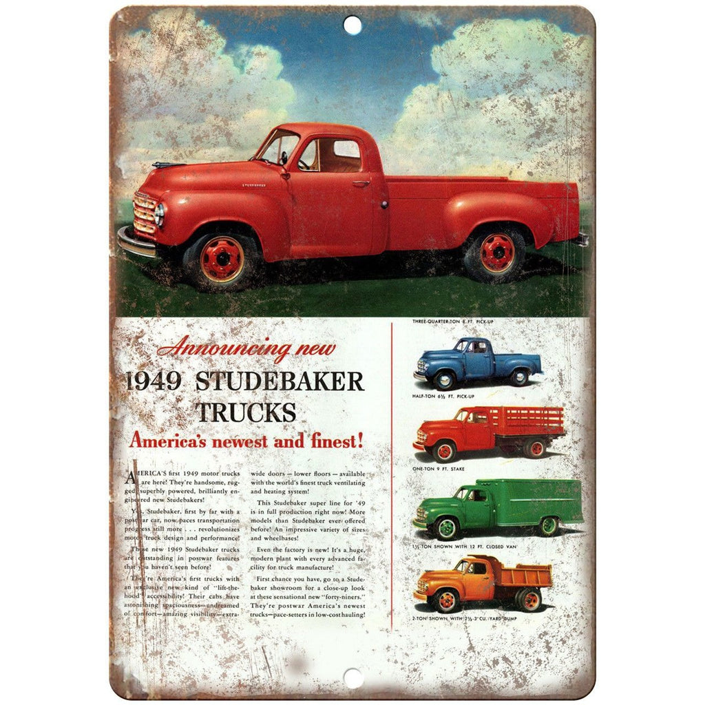 1949 Studebaker Truck Vintage Car Ad 10" x 7" Reproduction Metal Sign A451