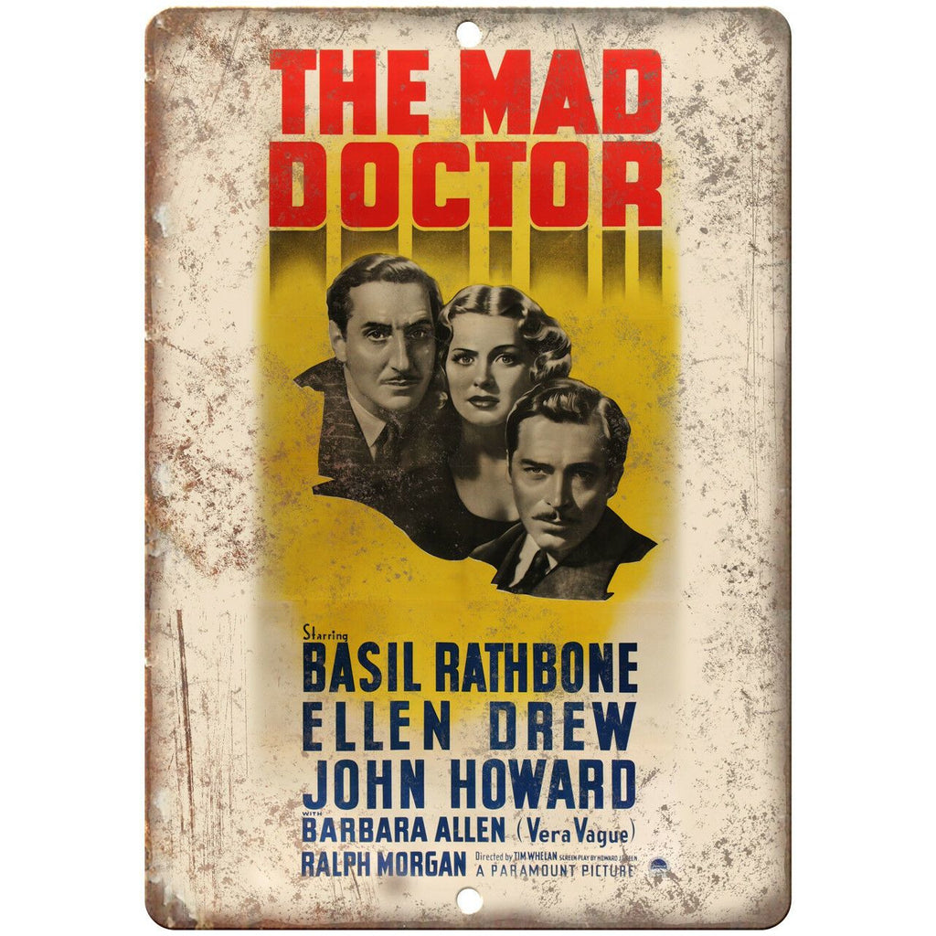 The Mad Doctor Basil Rathbone Movie Ad 10" X 7" Reproduction Metal Sign I148