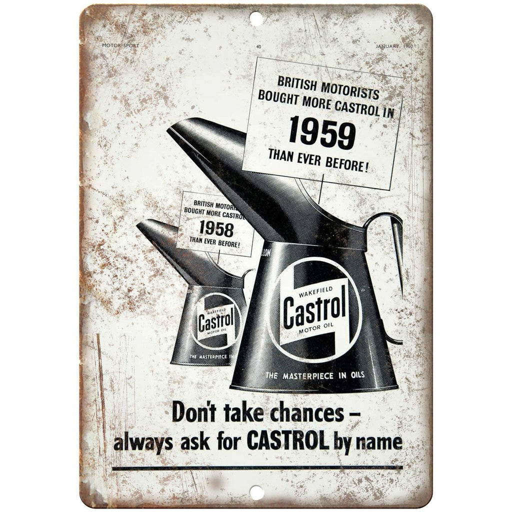 Wakefield Castrol Motor Oil Vintage Ad 10" X 7" Reproduction Metal Sign A864