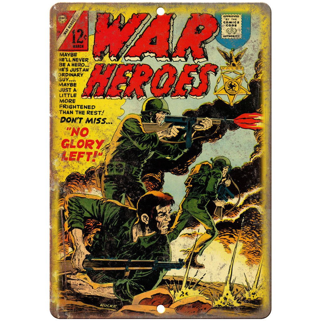 War Heroes Comic Book March Cover Art 10" x 7" Reproduction Metal Sign J718