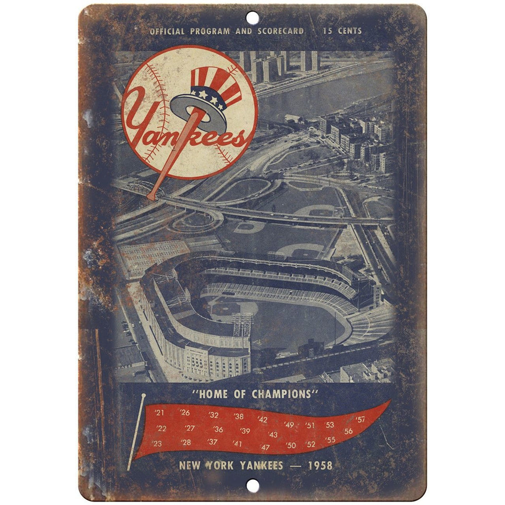 1958 Yankees Baseball Program Scorecard 10" x 7" Reproduction Metal Sign X30