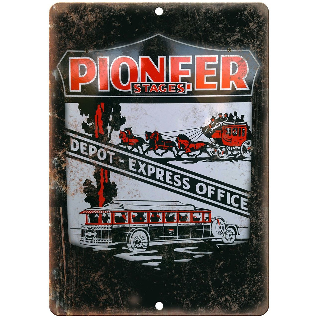 Porcelain Look Pioneer Stages Depot Express 10" x 7" Reproduction Metal Sign
