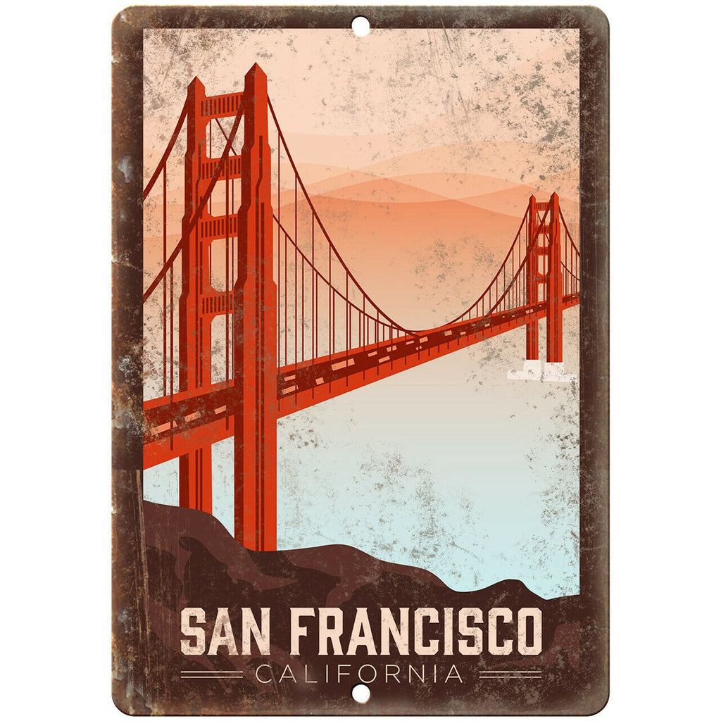 San Francisco California Travel Poster Art 10" x 7" Reproduction Metal Sign T99