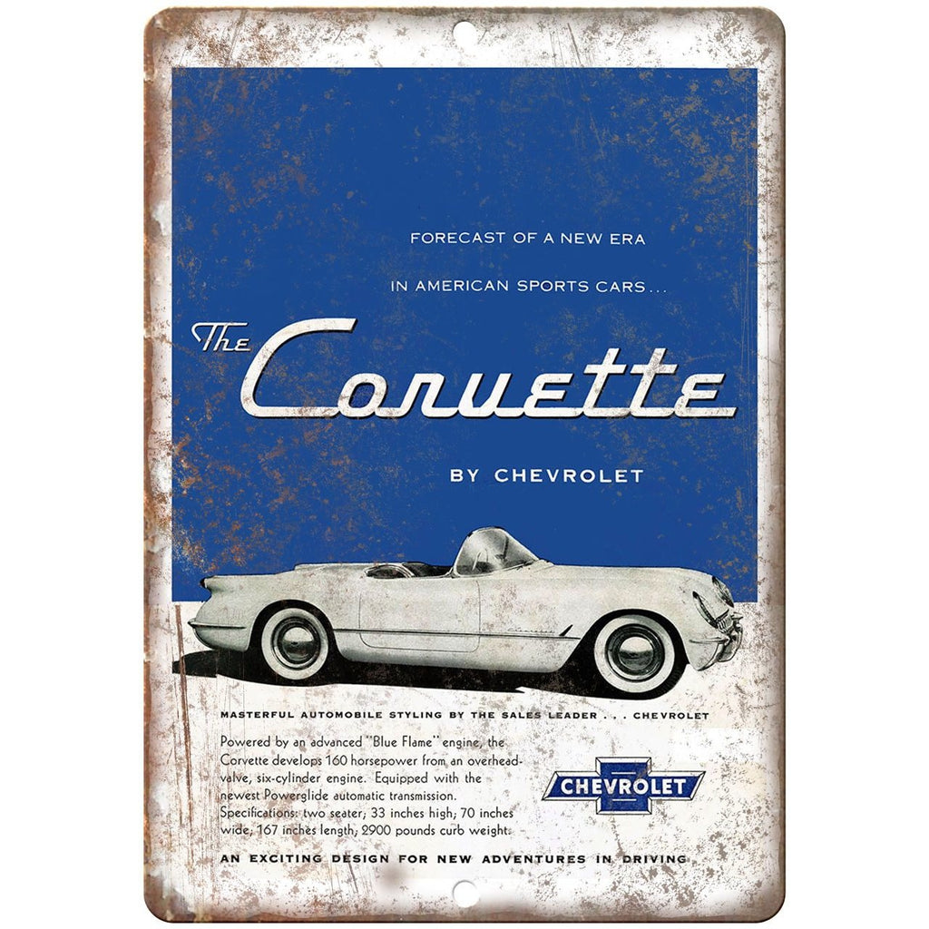 1954 Corvette Chevrolet RARE ad 10" x 7" Reproduction Metal Sign