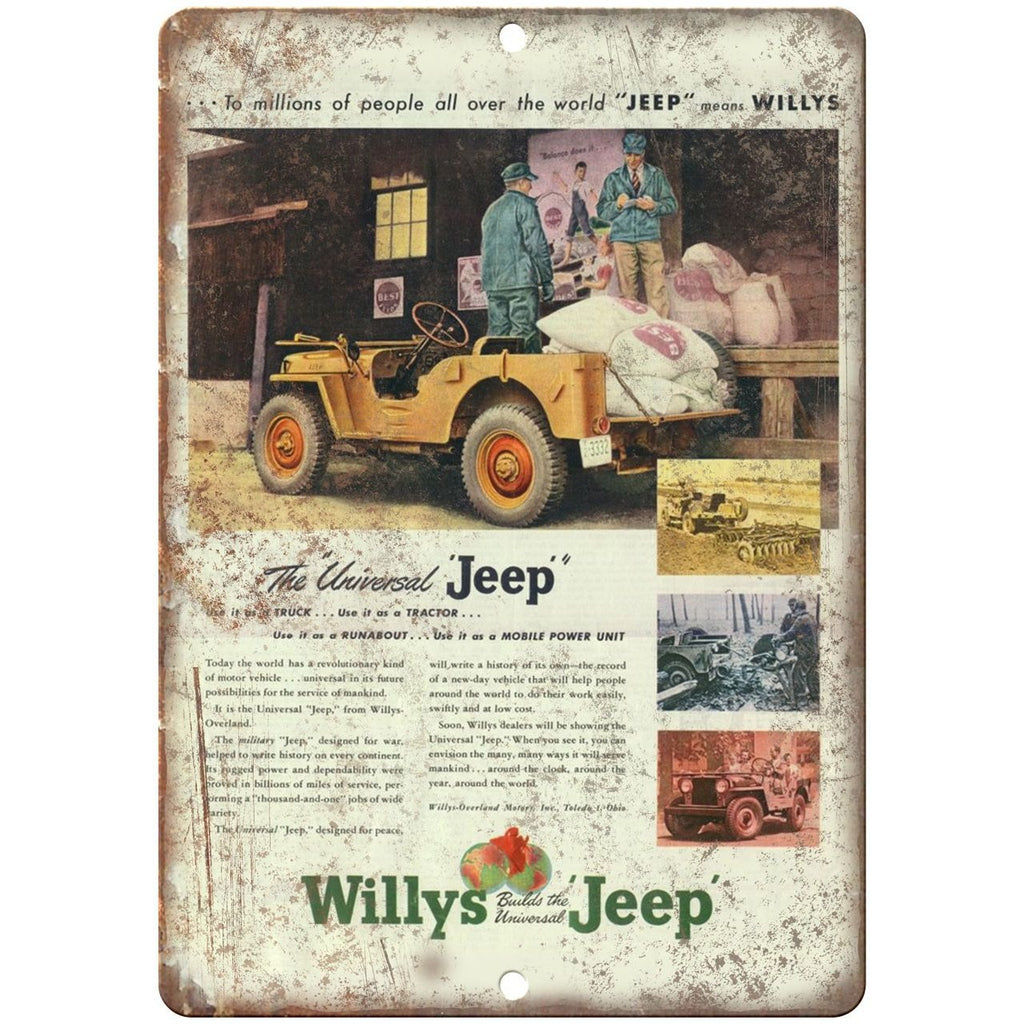 Jeep Willys Overland Universal 4x4 - 10" x 7" Reproduction Metal Sign