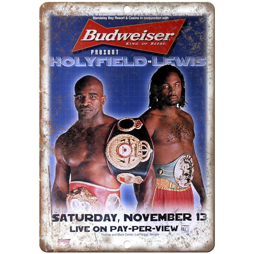 Budweiser King of Beers Boxing Holyfield vs Lewis Reproduction Metal Sign E125