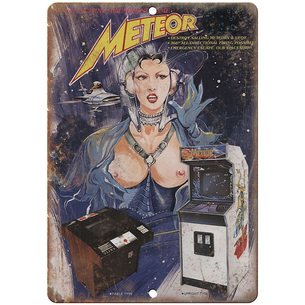 Meteor Arcade Game 10" x 7" reproduction metal sign