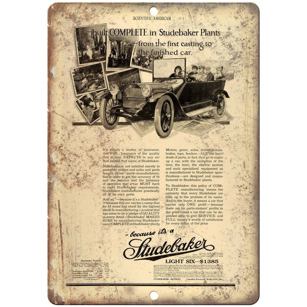 Studebaker Light Six Vintage Auto Ad 10" x 7" Reproduction Metal Sign A444