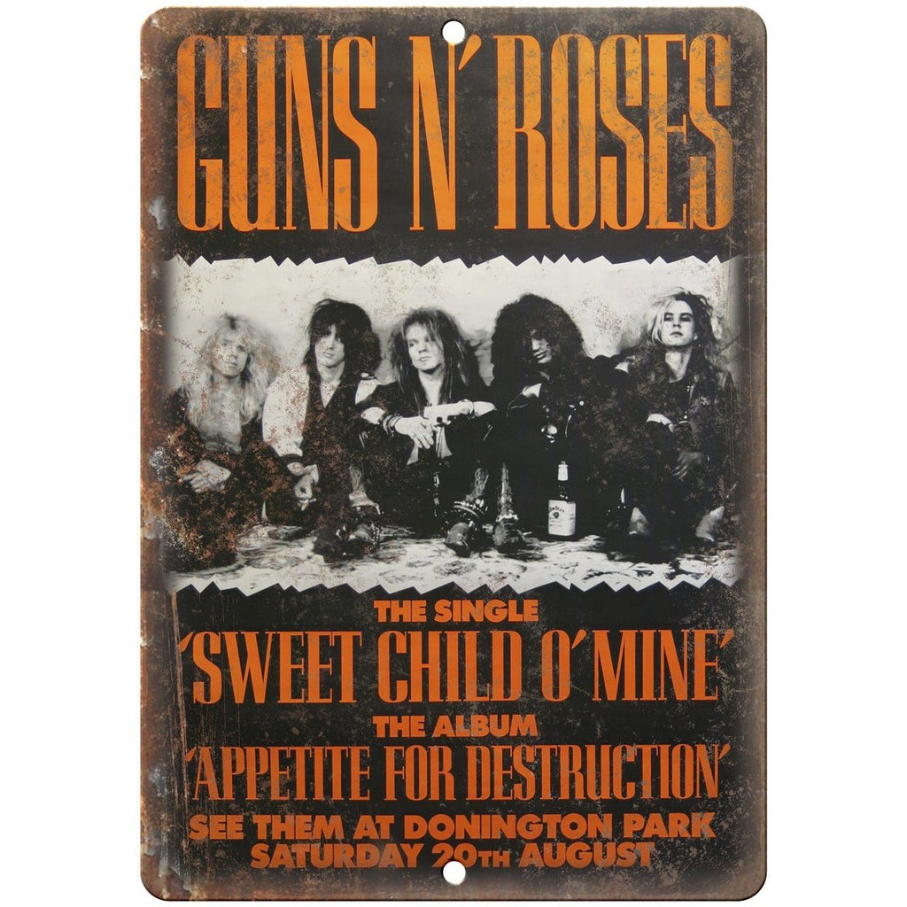 Guns N' Roses Appetite for Destruction Flyer 10"x7" Reproduction Metal Sign K70