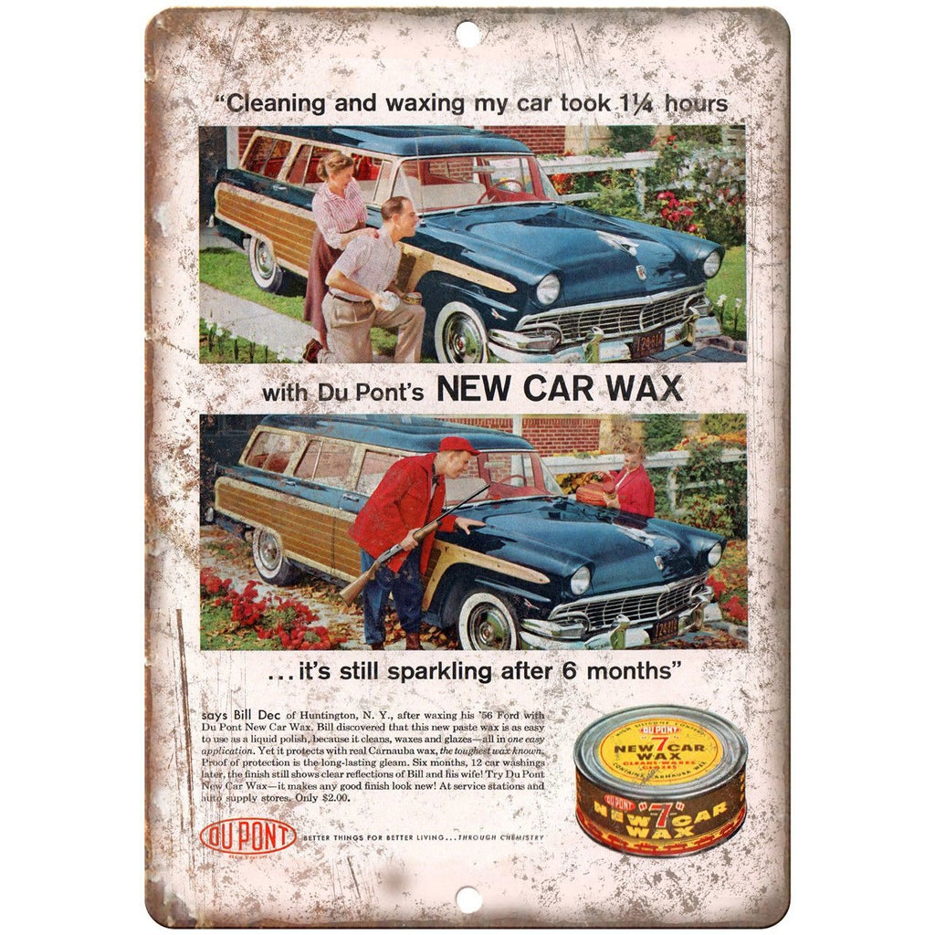 DuPont Car Wax Vintage Auto Ad 10" x 7" Reproduction Metal Sign A208
