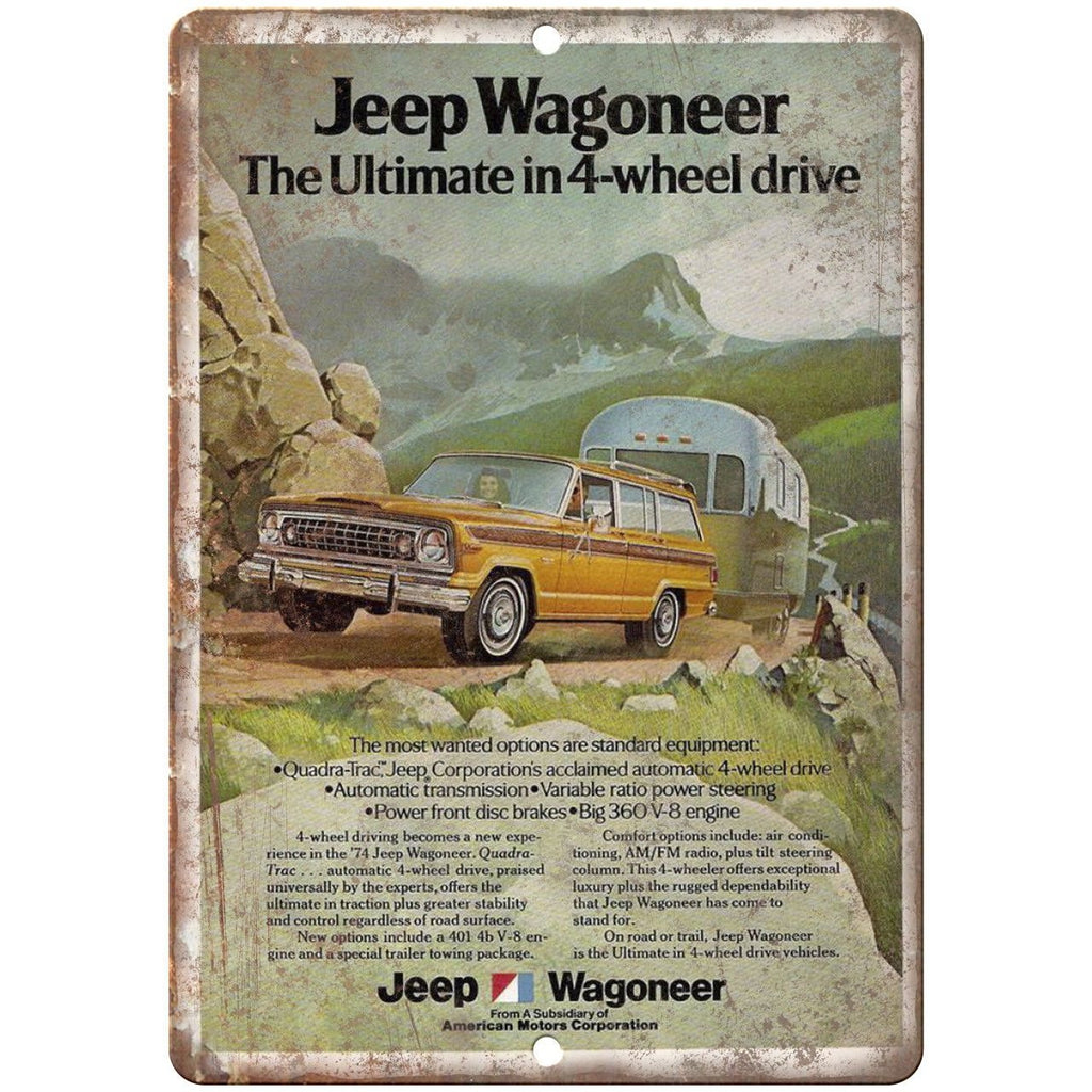 Jeep Wagoneer American Motors Corporation Ad 10"x7" Reproduction Metal Sign A96