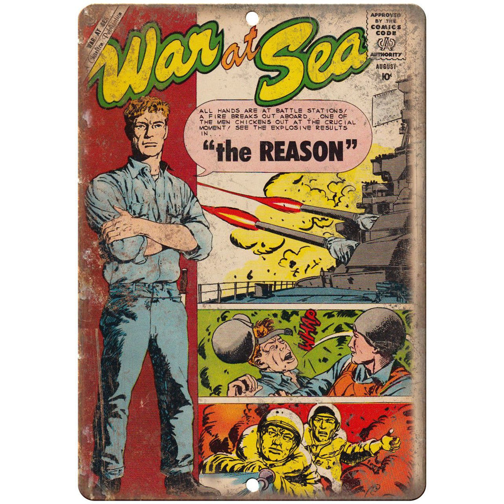 War At Sea August Comic Book Cover Ad 10" x 7" Reproduction Metal Sign J711