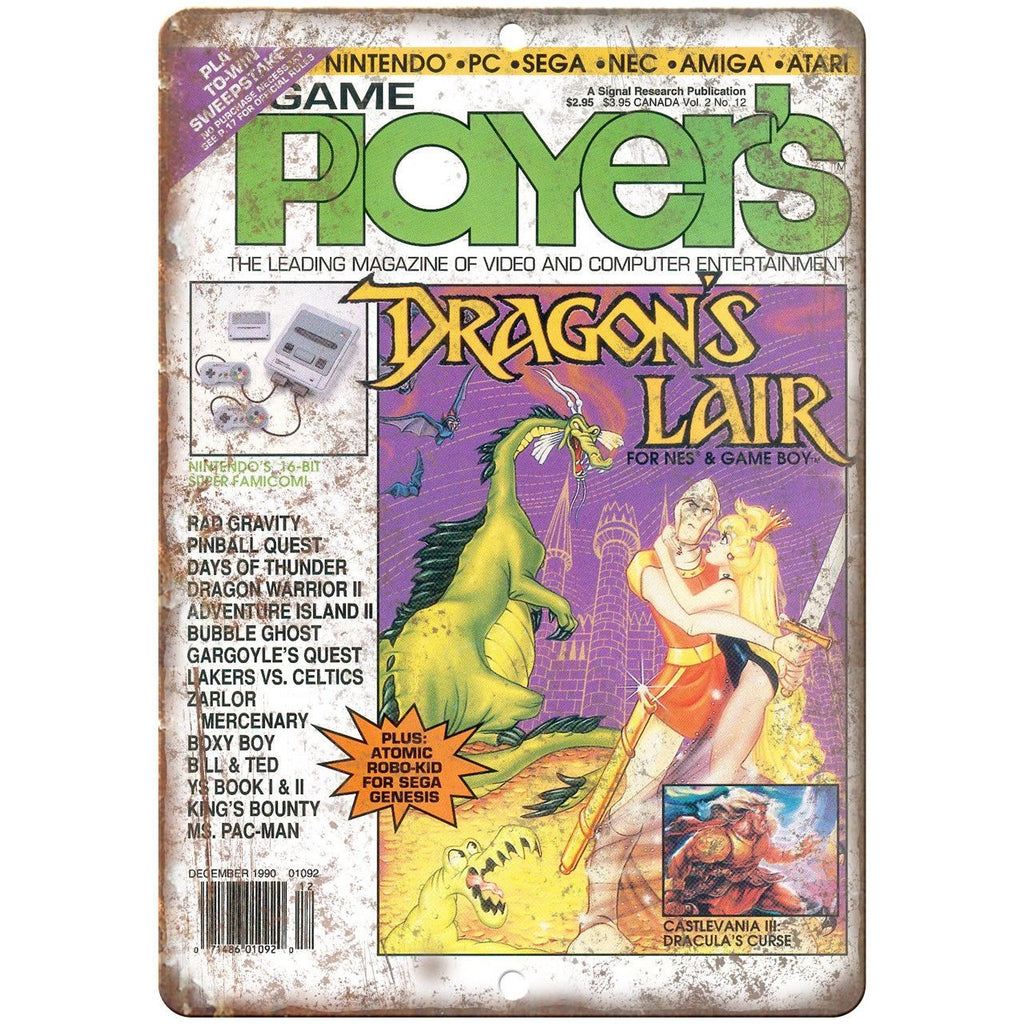 Game Player's Magazine Dragon's Lair NES 10" x 7" Reproduction Metal Sign G289