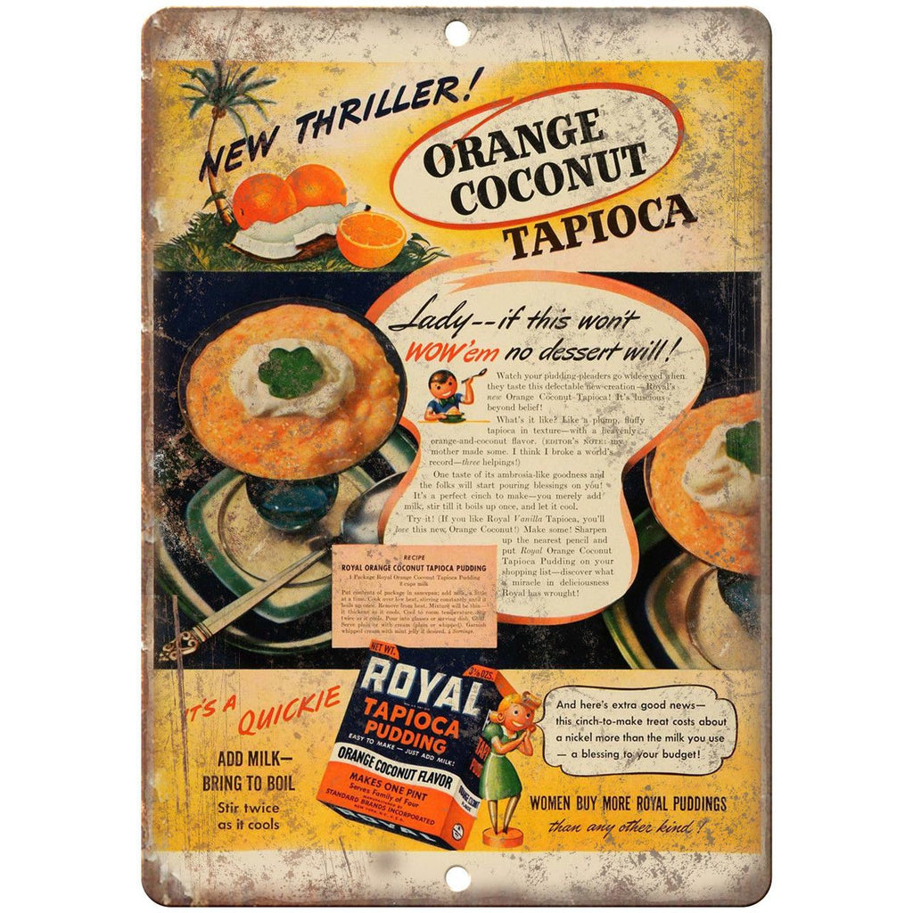 Royal Tapioca Pudding Vintage Ad 9" x 12" Reproduction Metal Sign N275