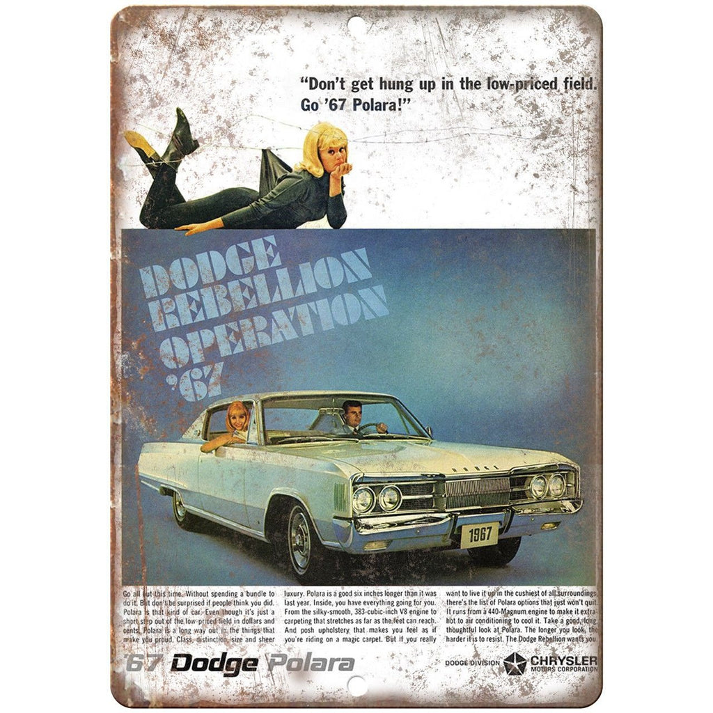 1967 Dodge Polara Rebellion Ad 10" x 7" Reproduction Metal Sign A241