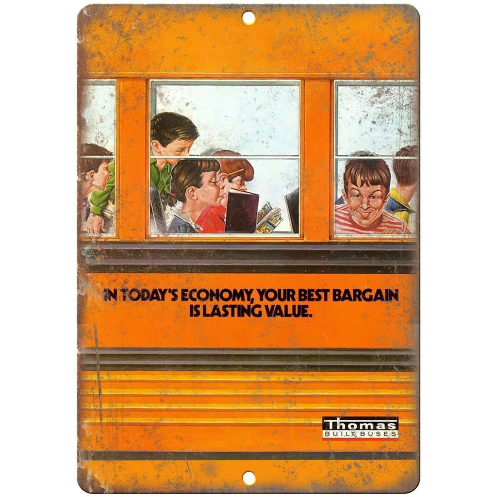 Thomas Buses Vintage Elemetary School Ad 10" x 7" Reproduction Metal Sign A157