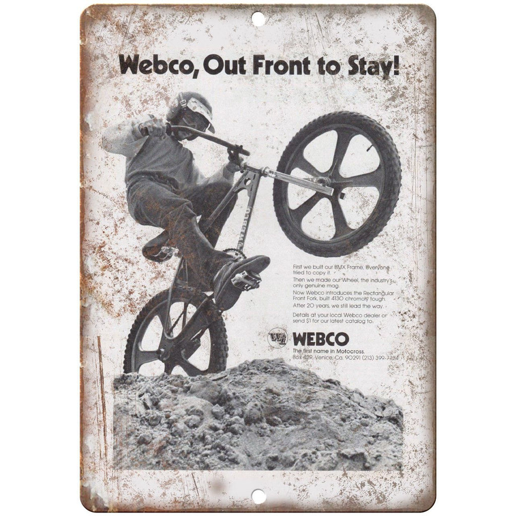 Webco BMX Motocross Racing Vintage Ad 10" x 7" Reproduction Metal Sign B495