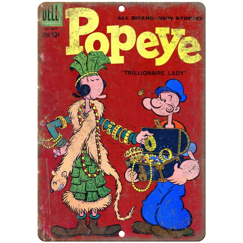 Popeye The Sailor Dell Comics Vintage Ad 10" X 7" Reproduction Metal Sign J244