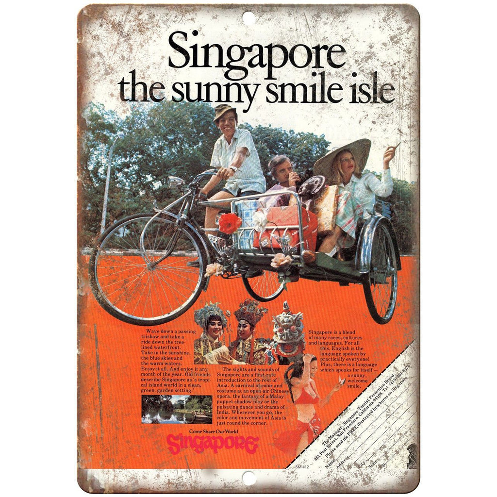 Singapore Bicycle Vintage Art Ad 10" x 7" Reproduction Metal Sign B427