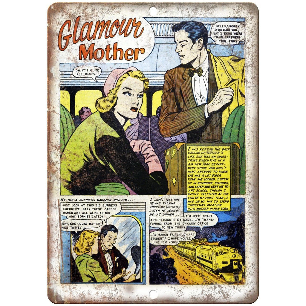 Ace Comics Glamour Mother Comic Strip 10" X 7" Reproduction Metal Sign J398
