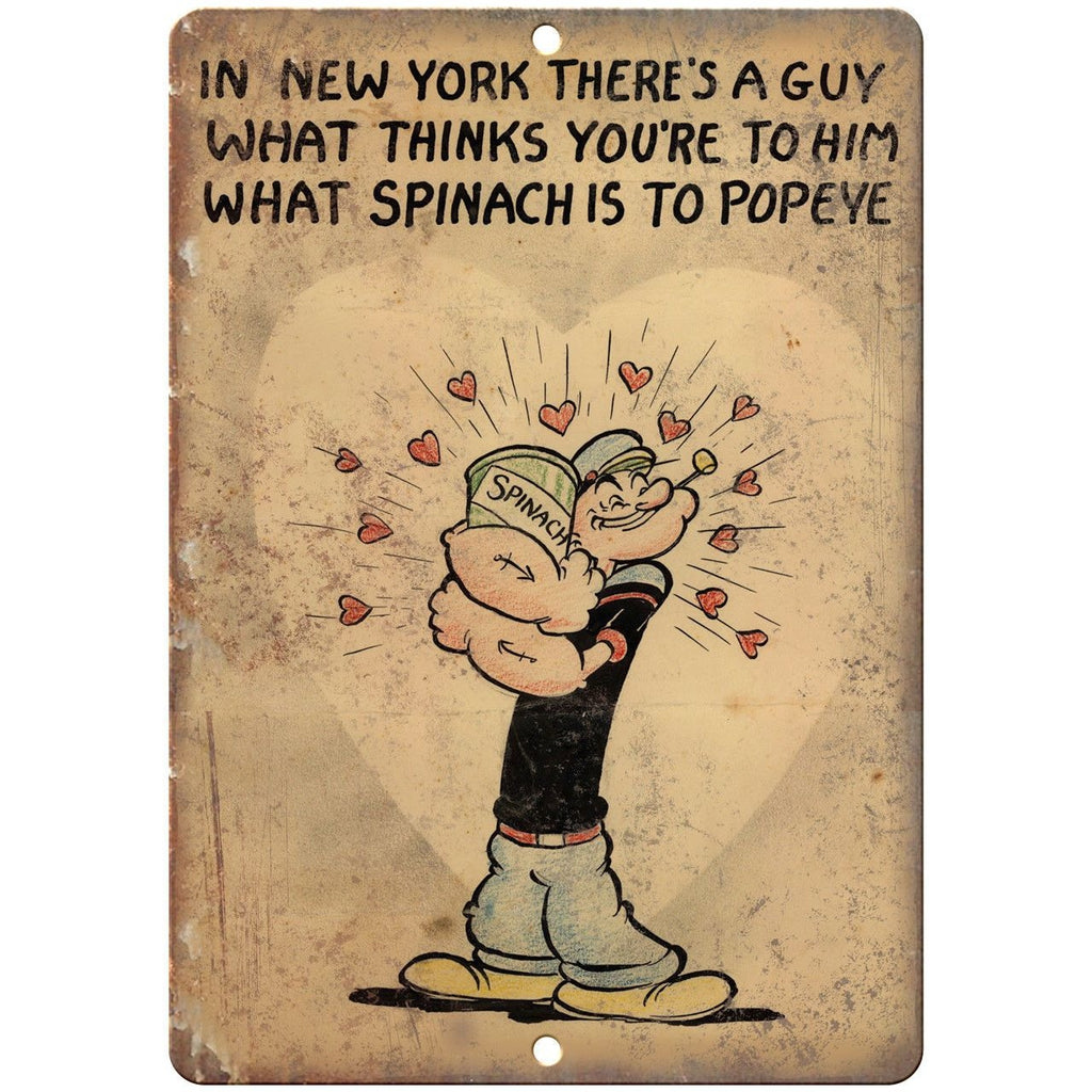 Popeye Spinach Vintage Love Letter Ad 9" x 12" Reproduction Metal Sign J251