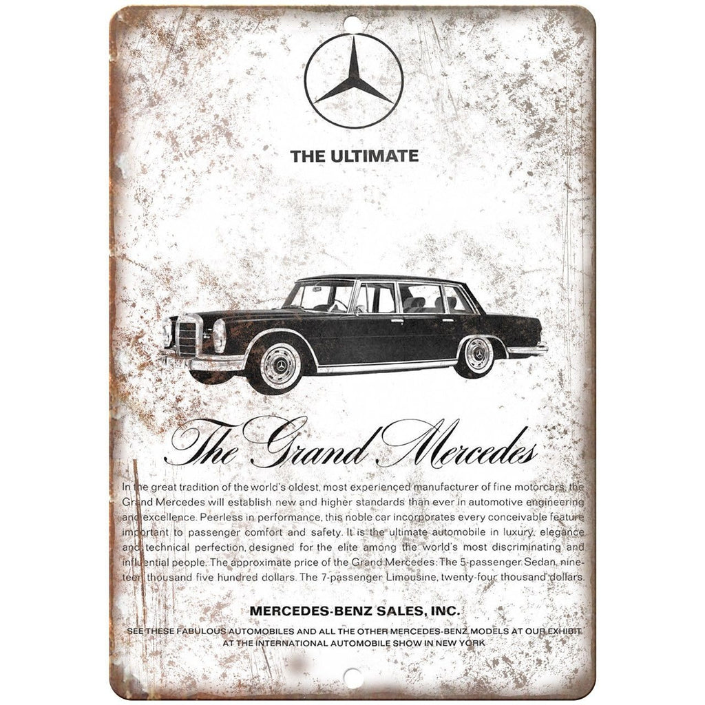 Mercedes Benz Grand Mercedes Limousine Ad 10" x 7" Reproduction Metal Sign A279
