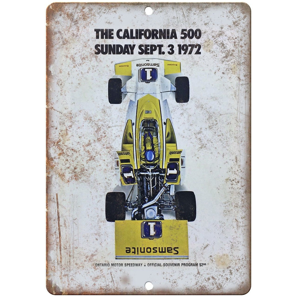 1972 California 500 Ontario Motor Speedway 10" X 7" Reproduction Metal Sign A576